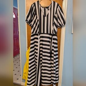 Ashley Stewart Black and White Striped Kids Dress
